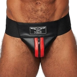Mr B - Mister B Jockstrap en cuir Mister B Noir-Rouge